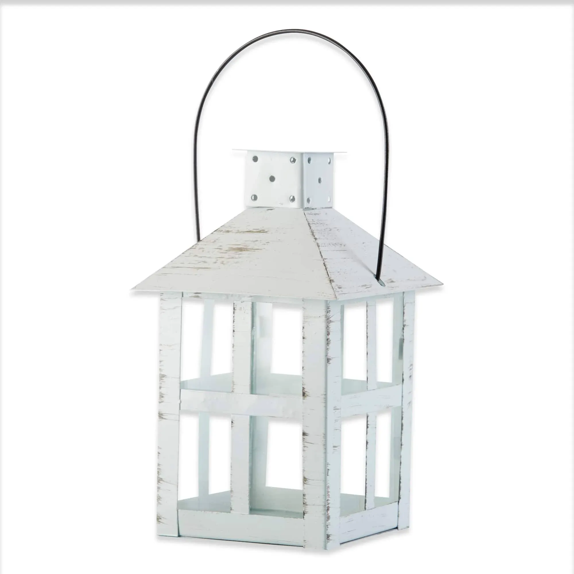 Kate Aspen Vintage White Distressed Lantern