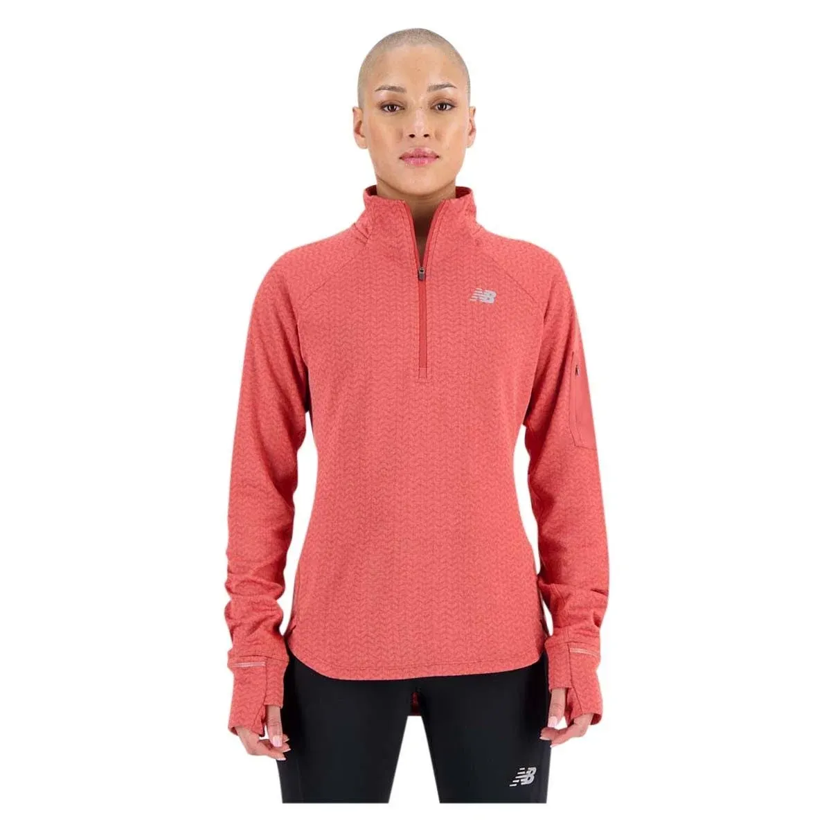 New Balance Wt23252 Women's Nb Heat Grid Half Zip - Astro Dust Heather, XL