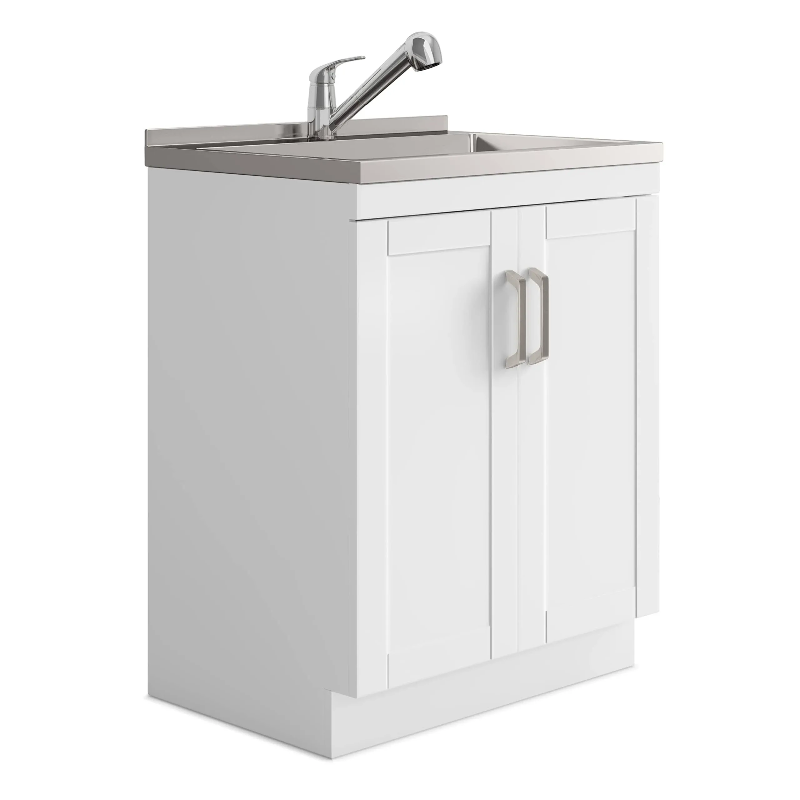 Simpli Home Kyle Transitional 28 inch Laundry Cabinet with Faucet and Stainless ...