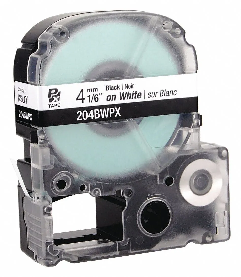 Epson 1/6" Black on White Tape - 204BWPX