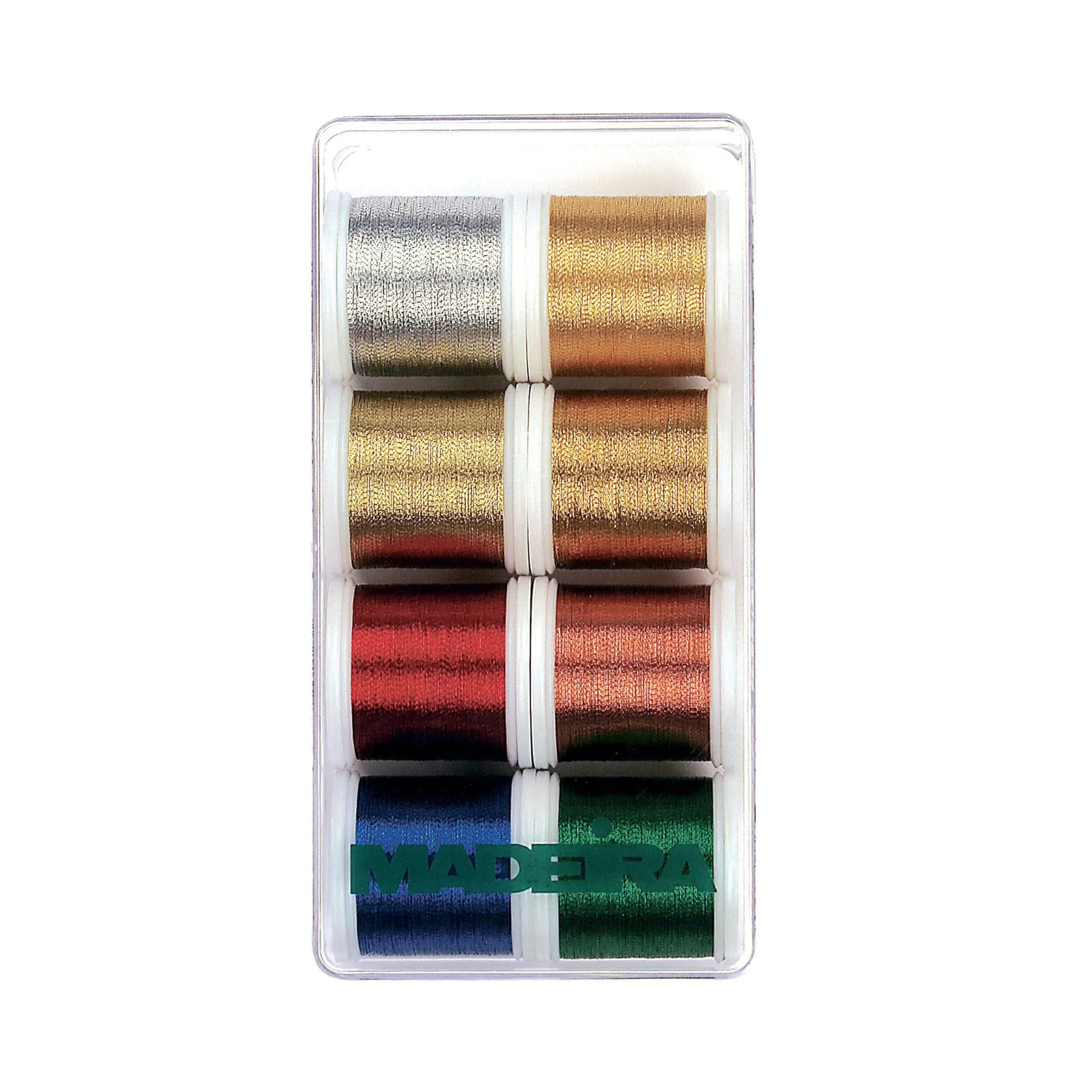 Madeira Metallic 40 Machine Embroidery Thread| 8 x 220 Yards | Small Clear Acrylic Case| Assortment | 8012