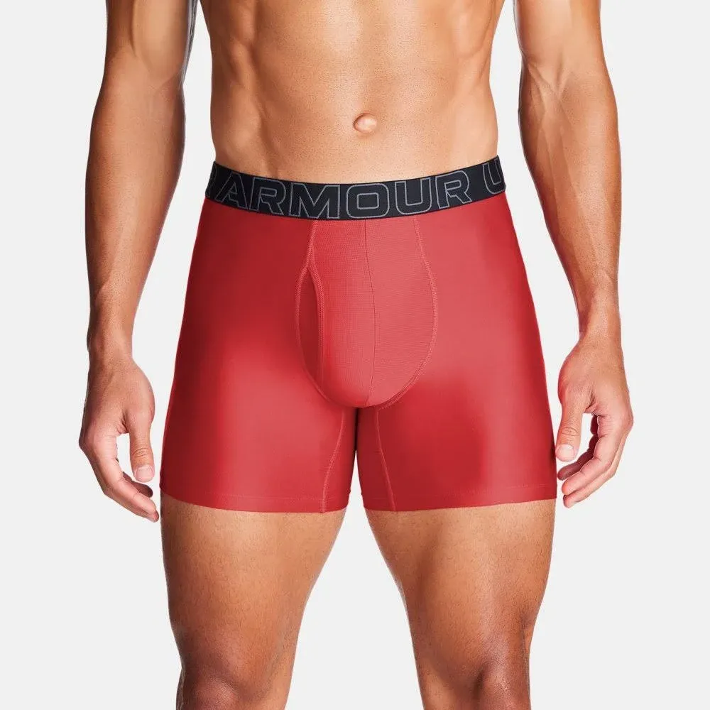 Men's Performance Tech 6" 3-Pack Boxerjock - Red, SM, Under Armour