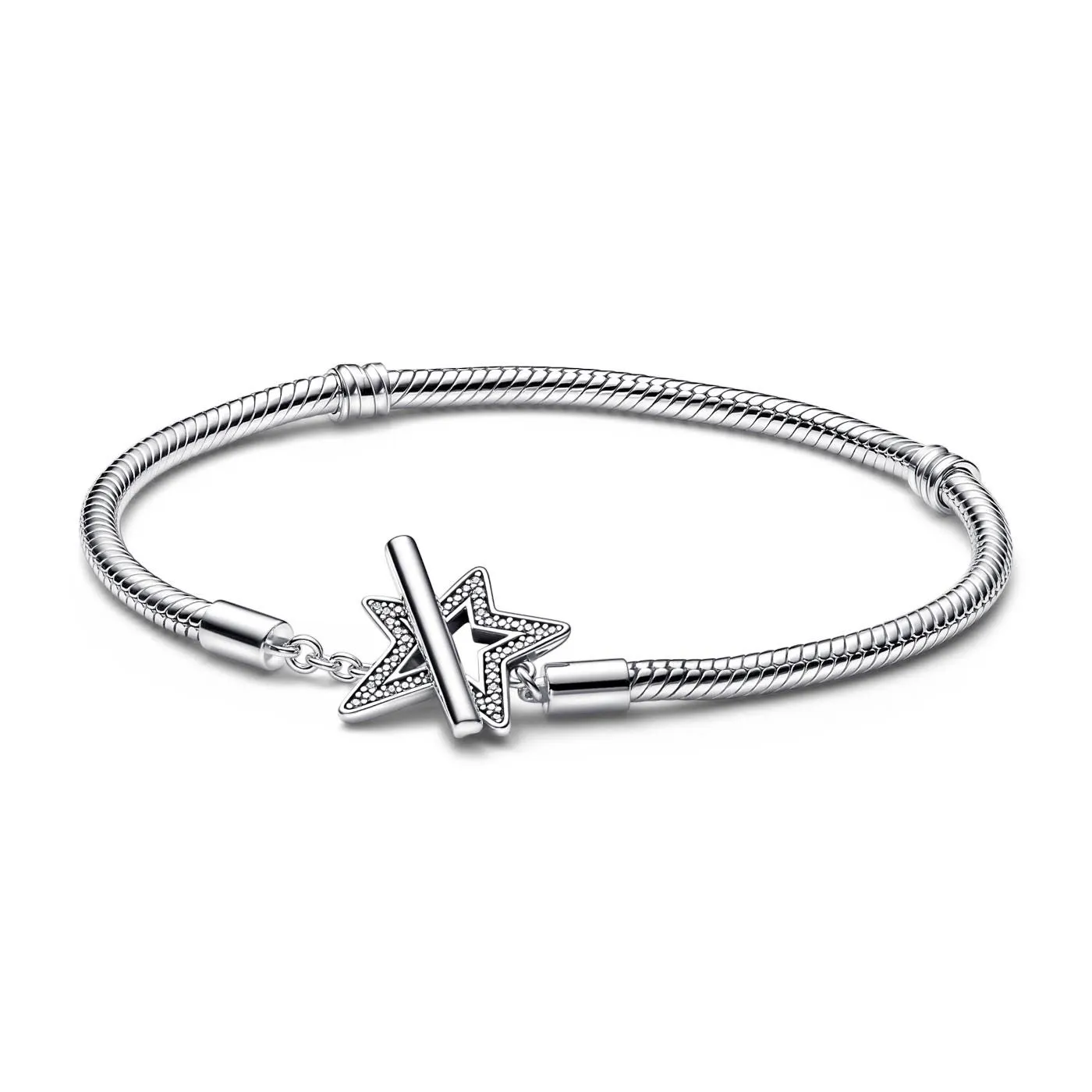 925 Sterling Silver Asymmetric Star T Bar Snake Chain Bracelet   100% Authentic European Dangle Charm For Womens Fashion DIY Womens Jewelry From Pgjewelry, $24.44 | DHgate.Com