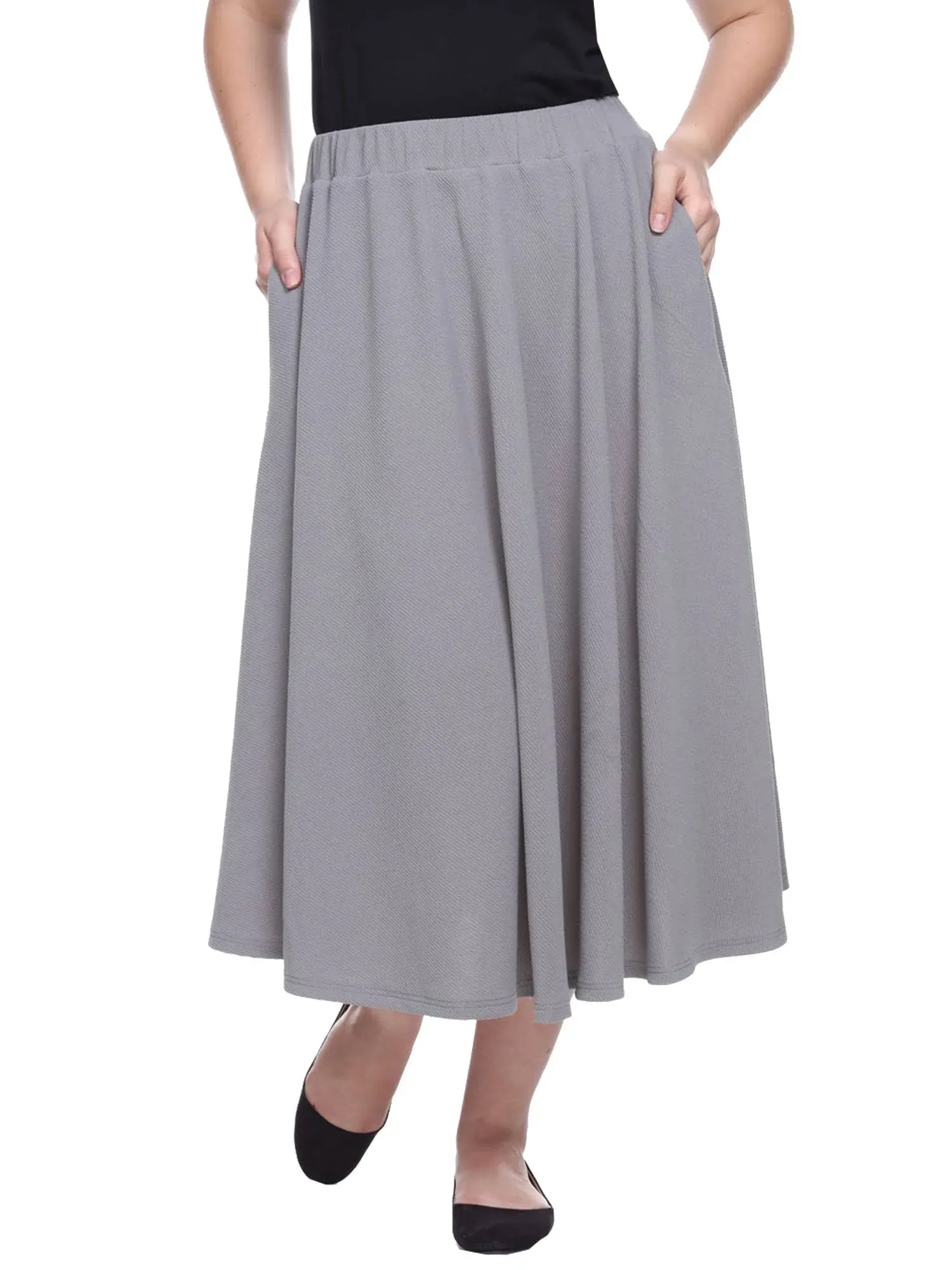 Plus Size White Mark Flare Midi Skirts