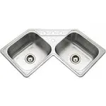 HOUZER LCR-3221-1 Kitchen Sink, 31-7/8 in. W x 31-7/8 in. D x 8 in. H, Stainless Steel