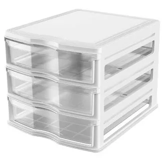 Life Story 3 Drawer Stackable Shelf Organizer Plastic Storage Drawers, White