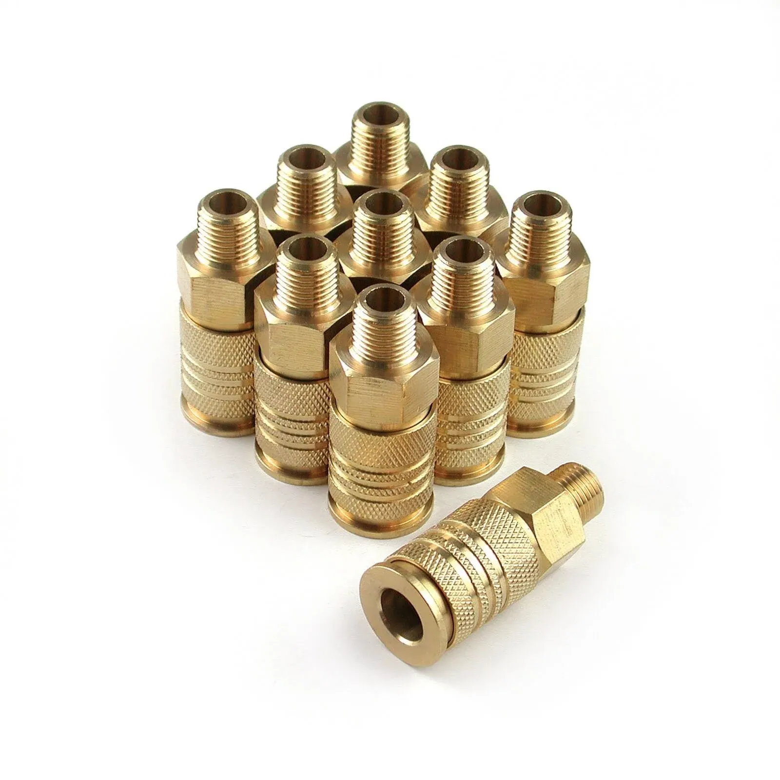 Primefit UC1414MB-B10-P (10-Pack) Universal Brass Coupler 1/4&#034; x 1/4&#034; Male NPT