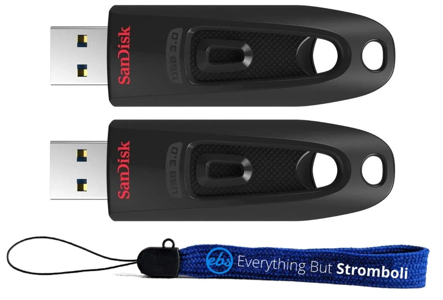 SanDisk 16GB (Two Pack Bundle) USB 3.0 Flash Ultra Memory Drive (SDCZ48-016G-UAM46) - with (1) Everything But Stromboli (tm) Lanyard