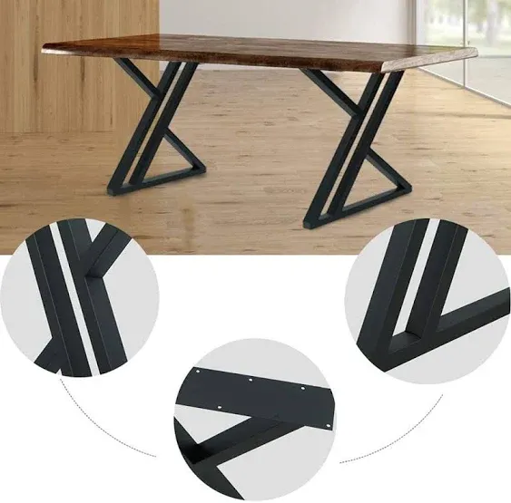 Metal Industrial Dining Modern Table Legs Desk Legs Base Cast Iron Welding Wrought Iron Coffee Table Bench Legs Night Stand Office Table 28 inch Triangle Shape Black DIY (1 Set of 2 pcs) 28" H x19.7