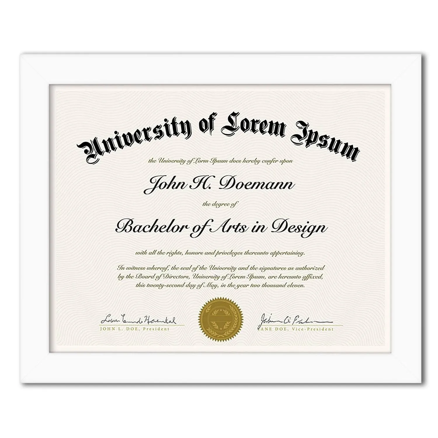 Americanflat 8.5x11 Diploma Frames in White with Shatter Resistant Glass - Certi