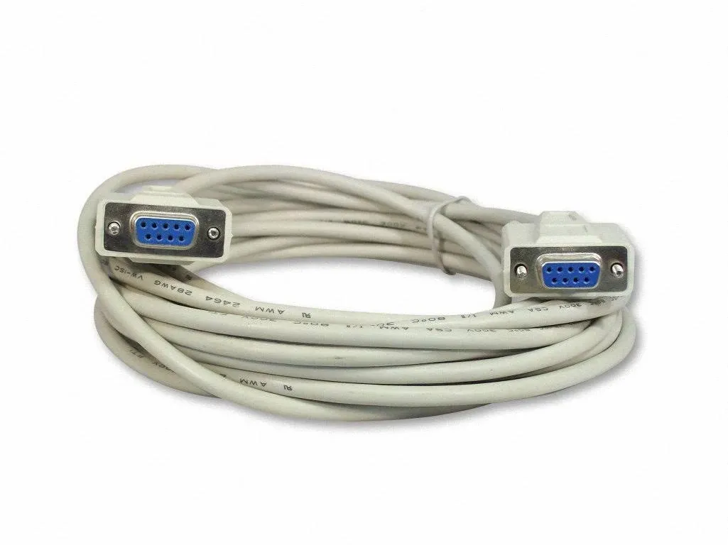 25 Foot DB9 9 Pin Serial Port Null Modem Cable Female/Female RS232