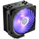 Cooler Master Hyper 212 RGB Black Edition CPU Air Cooler, SF120R RGB Fan, 4 CD 2.0 Heatpipes, Anodized Gun-Metal Black, Brushed Nickel Fins, RGB Lighting for AMD Ryzen/Intel LGA1151