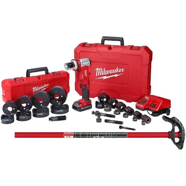 M18 18-Volt Lithium-Ion 1/2 in. to 4 in. Force Logic 6-Ton Cordless Knockout Tool Kit with Die Set & Conduit Bender