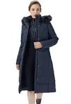 Orolay Women's Quilted Down Jacket Winter Long Coat Hooded Stand Collar Parka