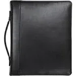 Samsill Leather Multi-Ring Zippered Portfolio Two-Part 1" Cap 11 x 13-1/2 Black