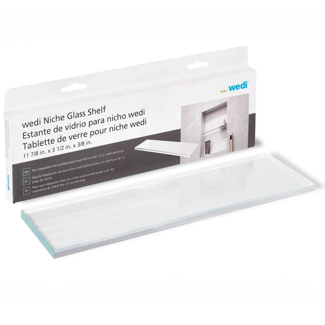 Wedi Recessed Glass Shelf for Shower Niche Transparent