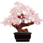 Feng Shui Natural Rose Pink Quartz Crystal Money Tree Bonsai Style Decoration