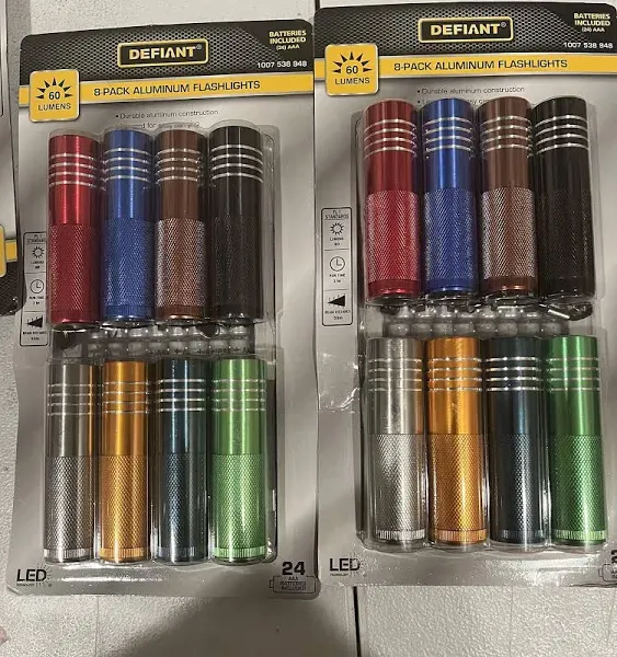 Defiant LED Aluminum Flashlight Combo (8-pack) with Batteries