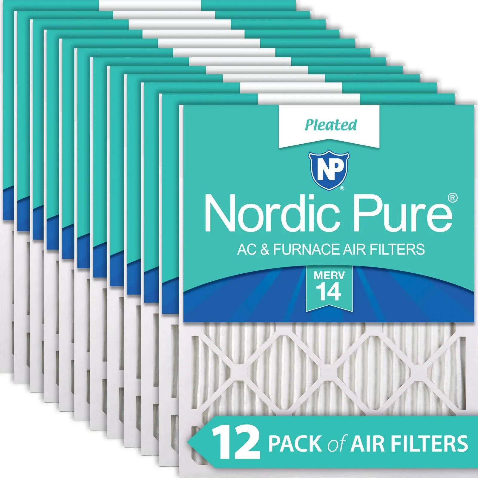 Nordic Pure 20x20x1 Pleated MERV 14 Air Filters 12 Pack