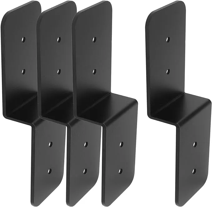 eoere 4 Pcs Heavy Duty Steel Black Z Brackets 6 Post to Beam Support Double Angle Channel Profile Corner Brace for Wood Shelves at MechanicSurplus.com