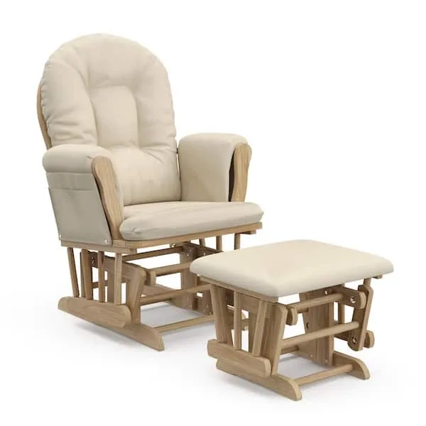 Storkcraft Hoop Glider and Ottoman - Natural with Beige