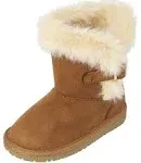 Toddler Girls Buckle Faux Suede Boots - Tan 9