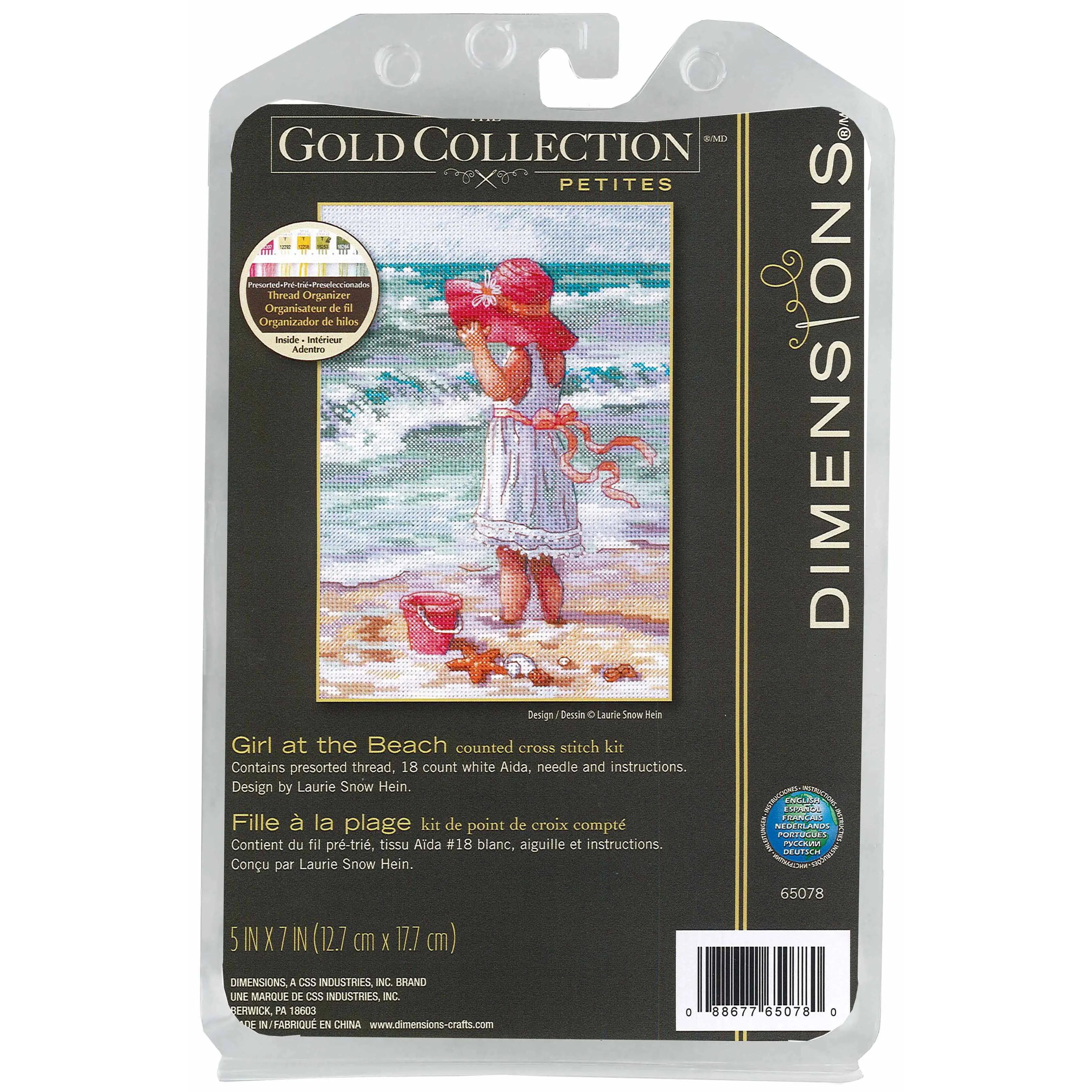 Dimensions Gold Collection Counted Cross Stitch Kit, Girl at the Beach, 18 Count White Aida, 5'' x 7''