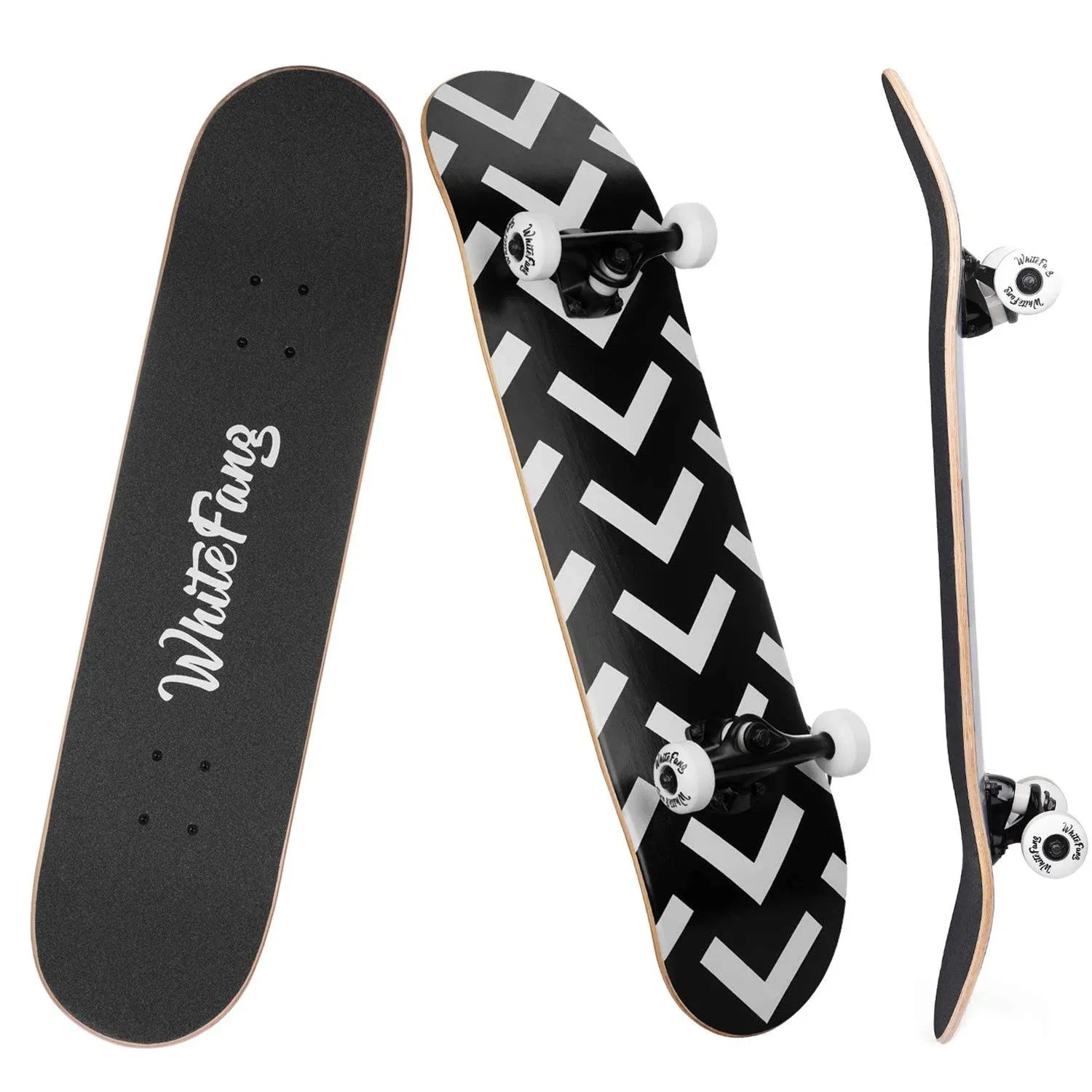 Whitefang Skateboards for Beginners, Complete Skateboard 31 x 7.88, 7 Layer Kick