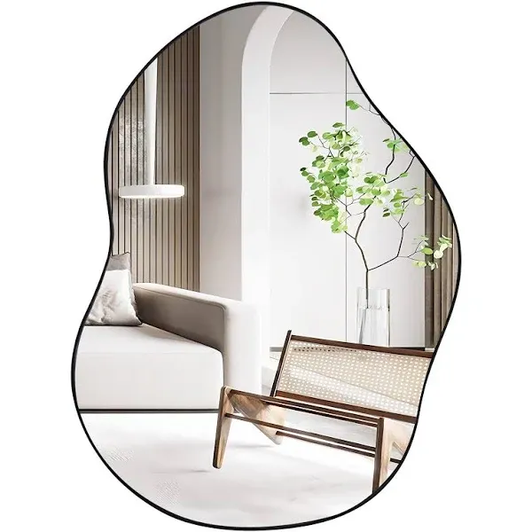 Tangkula Asymmetrical Wall Mirror, Large 22" x 30" Irregular Shaped Stylish Wall Mounted Mirror with Premium Back Board, Decorative Wall Mirror for Living Room, Entryway, Bathroom