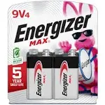 Energizer Max Alkaline 9V Batteries - 4 Pack