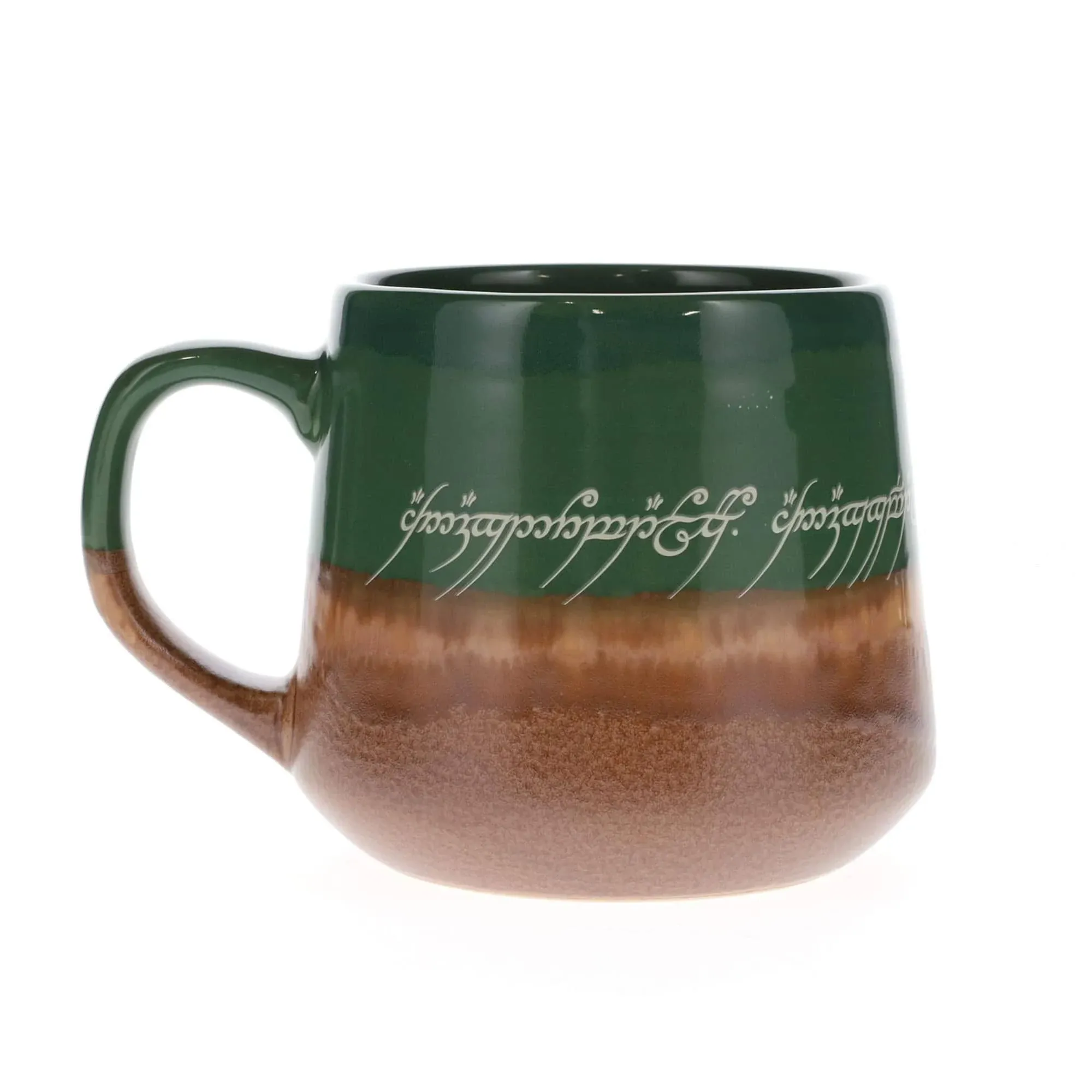 Silver Buffalo Lord of The Rings Elven Text High Gloss Reactive Glaze Tapered Pottery Mug,18 Ounces