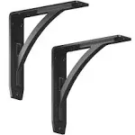 STARBY Designer Heavy Duty Metal Shelf Brackets (2 Each) - Fireplace Mantel Corbels, Shelf Brackets and Counter Supports - Wrought Iron Black - Hardware Included - 500 # Capacity - Made in USA