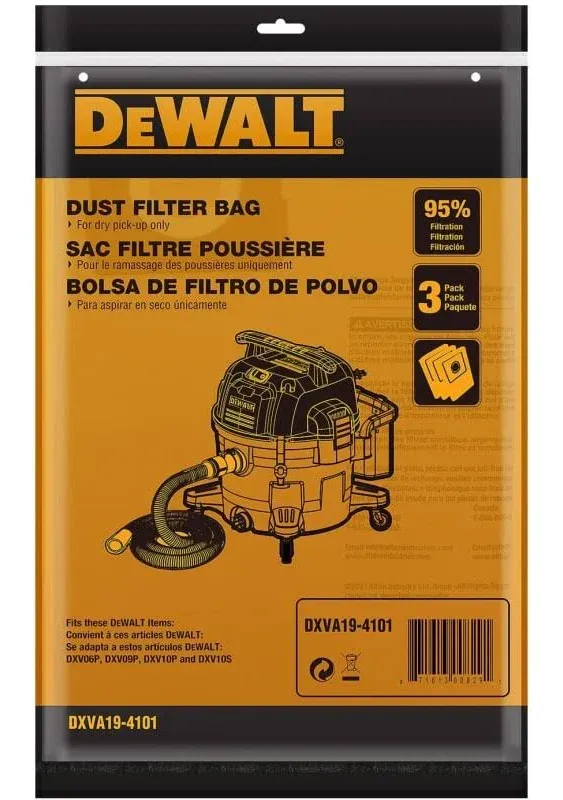 Pack 10 Vacuum Bags For DEWALT 6 to 10 Gallon Shop Vac DXVA19-4101, Dust Collection Bag with Filter For Vacmaster VHBM, Replacement Parts BM08 Accessories Kit