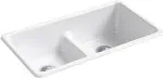 Kohler K-5312-0 Iron/Tones 33 inch Smart Divide Top-Mount/Undermount double-equal Kitchen Sink, White