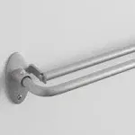 48-86&#034; Brushed Nickel  Double Curtain Rods for Windows Heavy Duty Industrial Rod