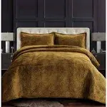 Tribeca Living Capri Medallion Velvet Oversized Quilt Set