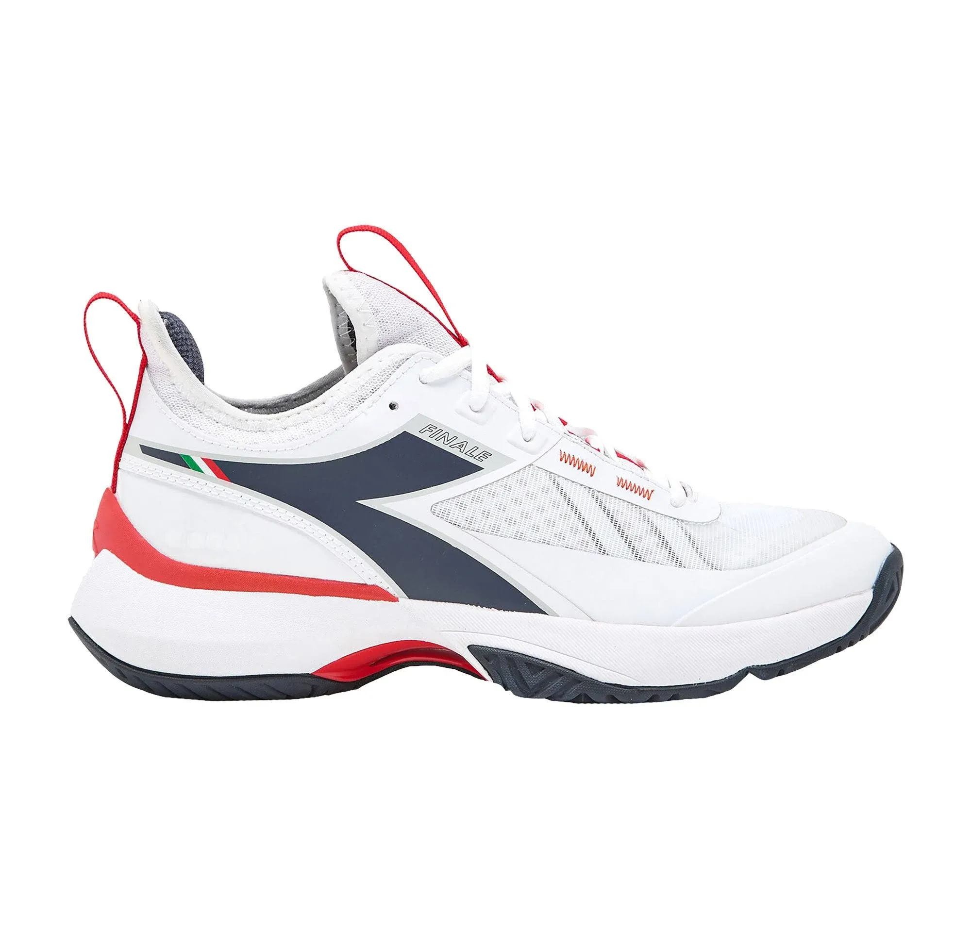 Diadora Men's Finale All Ground Tennis Shoes (White/Blue Corsair/Fiery Red) 9