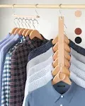 MORALVE Space Saving Hangers for Closet Organizer - 4 Pack European Beechwood Shirt Organizer for Closet - Space Saver Hangers for Clothes - Closet