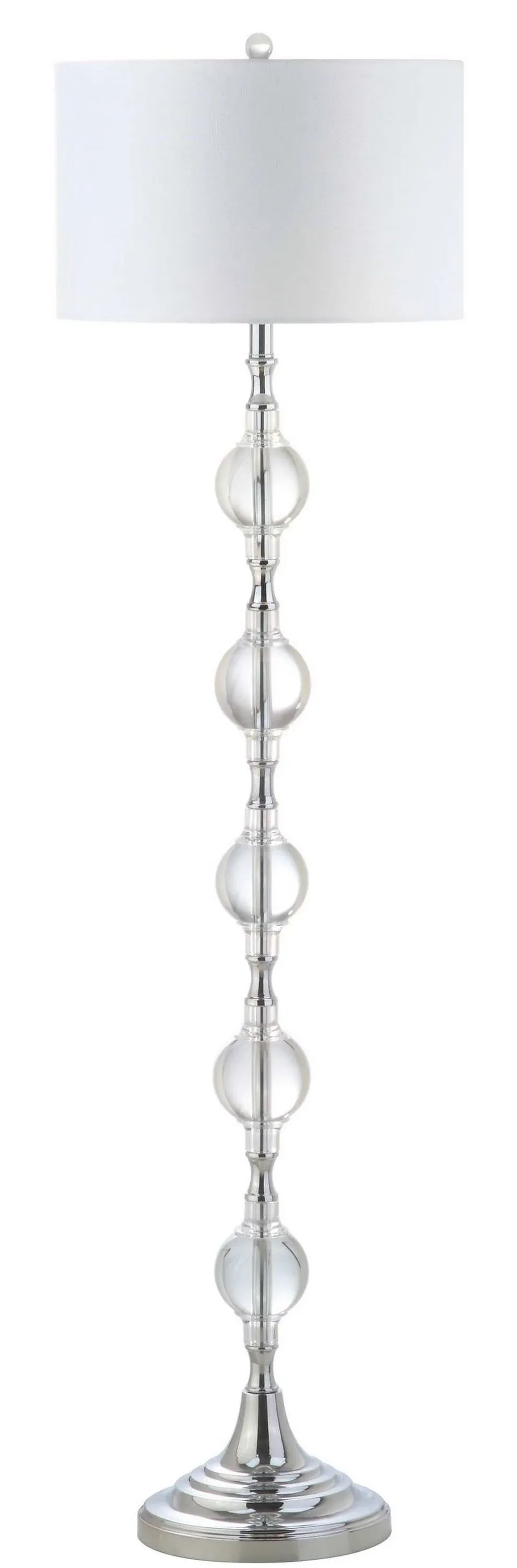 Lucida Floor Lamp Chrome Clear Off White Silver Cotton Crystal Metal