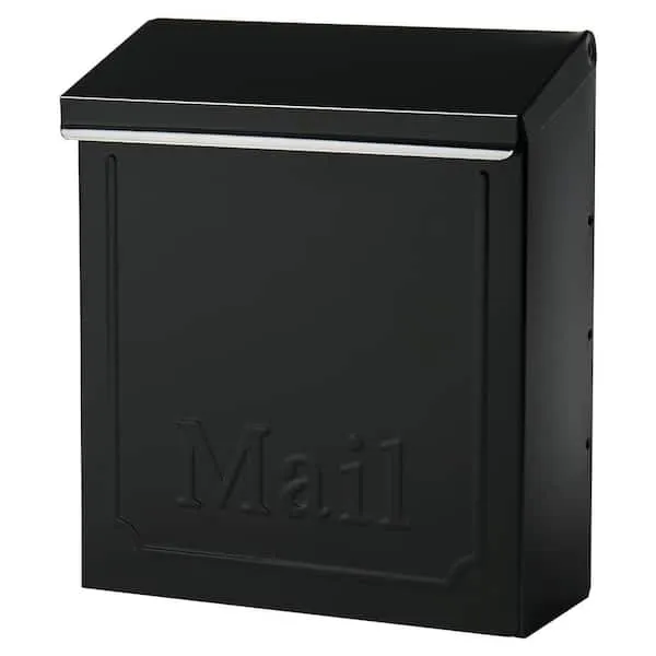 Gibraltar Mailboxes Townhouse Classic Galvanized Steel Wall Mount Black Mailbox