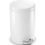 simplehuman 4.5-Liter /1.2-Gallon Round Step Trash Can, White Steel