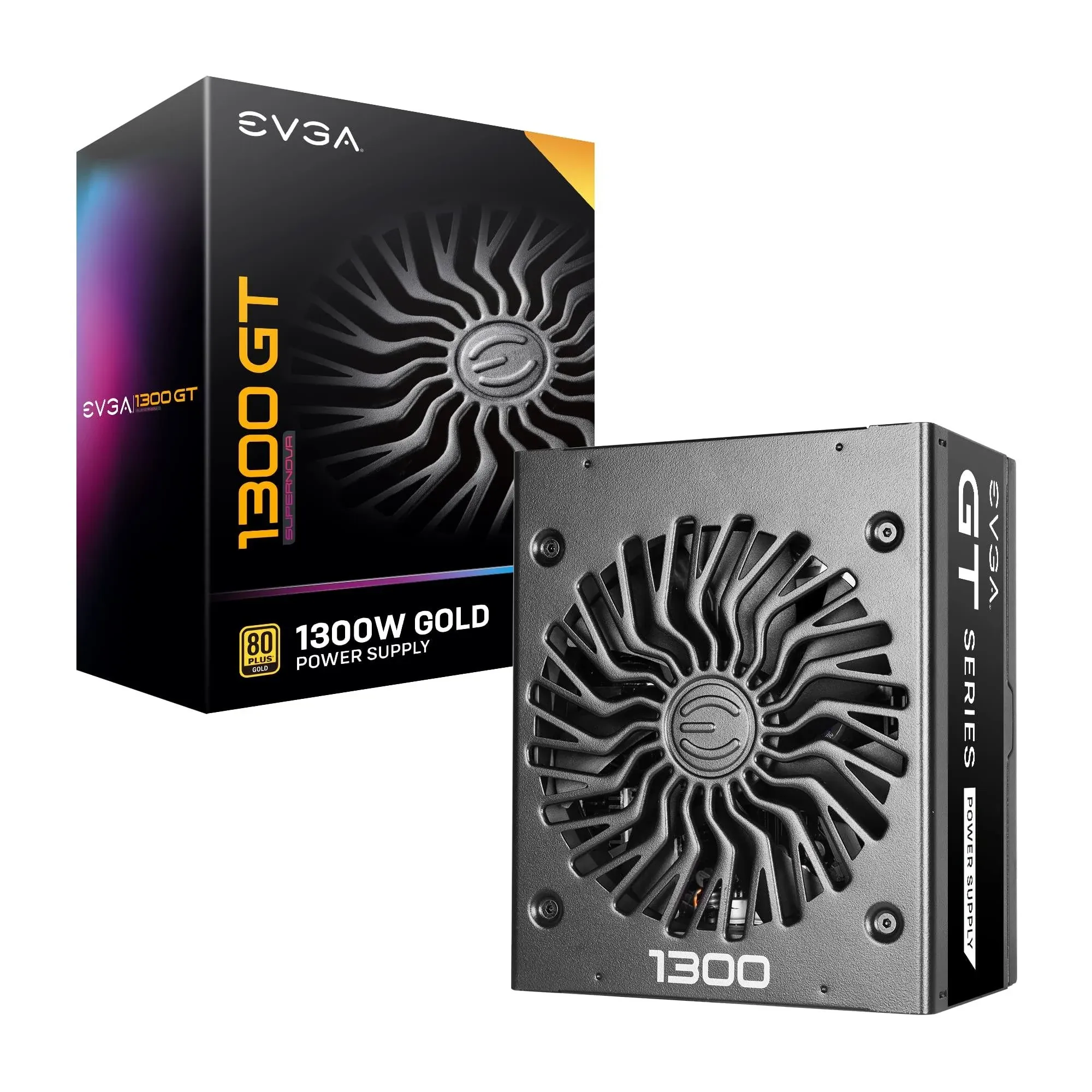 EVGA SuperNOVA 1300 GT, 80 Plus Gold 1300W, Fully Modular, Eco Mode with FDB Fan, 10 Year Warranty, Includes Power ON Self Tester, Compact 180mm Size, Power Supply 220-GT-1300-X1