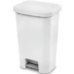 Sterilite 11.9 Gal Rectangle Step On Trash Kitchen Wastebasket, White (4 Pack)