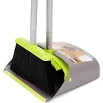 Broom and Dustpan Set TreeLen Broom with Dust Pan with Long Handle Combo Set for Office and Home Standing Upright Sweep Use with Lobby Broom