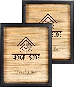 Black Wooden Picture Frames 8x10 - Set of 2-100% Eco Natural Solid Wood with Thick Borders for Wall Mount and Tabletop, Real Glass